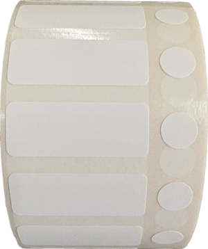General Purpose Dot & Strip Labels for Laboratory Vials - 36.5mm x 12mm + 9.5mm Circle