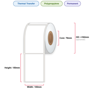 100x150 Labels - Perm, TT, Poly, 76mm Core, 720/Roll